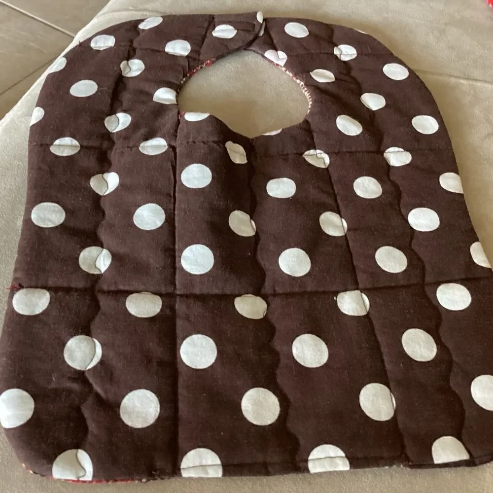 NWT. Hand, crafted baby bib in brown and green shirt  plaids